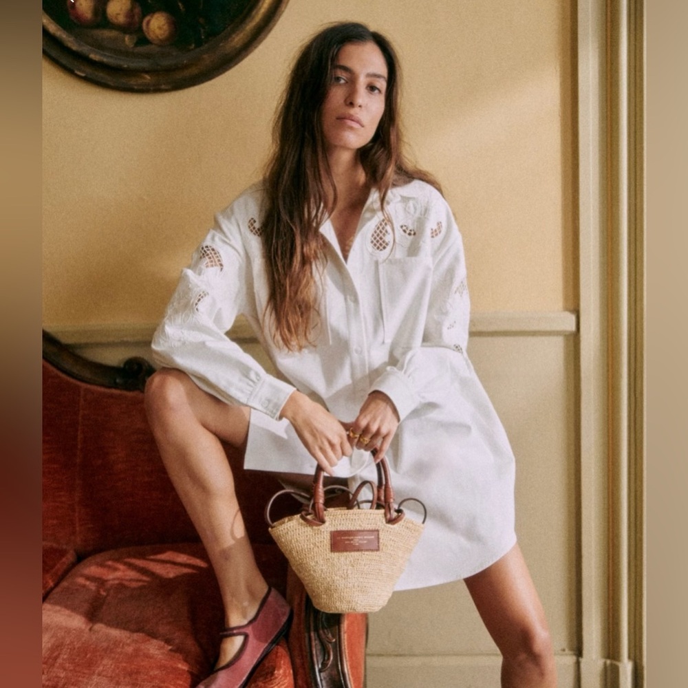 Sézane Maxine Dress Embroidered White